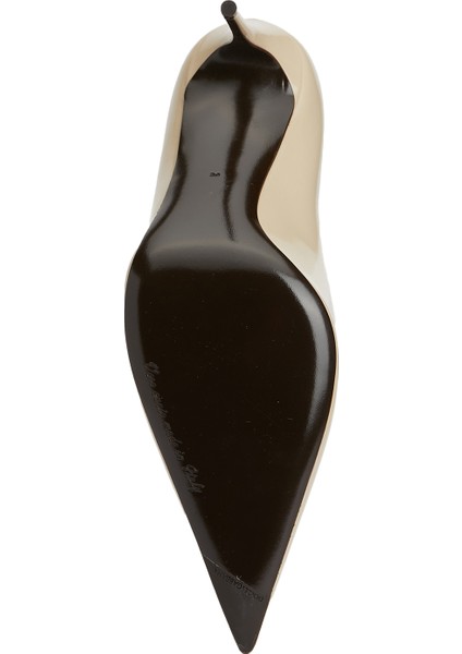 Ekru Deri Stiletto