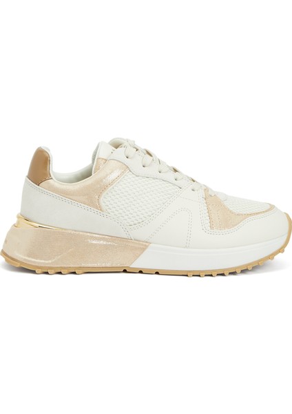 Krem Kadın Deri Sneaker
