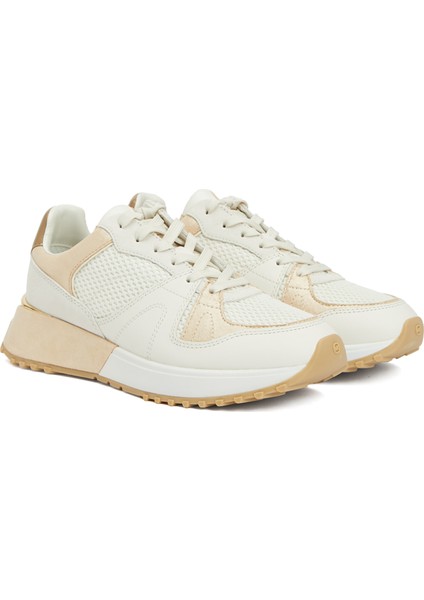 Krem Kadın Deri Sneaker