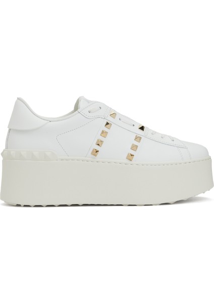 Rockstud Beyaz Kadın Deri Sneaker