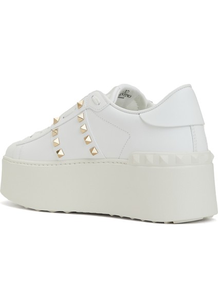 Rockstud Beyaz Kadın Deri Sneaker