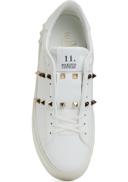 Rockstud Beyaz Kadın Deri Sneaker