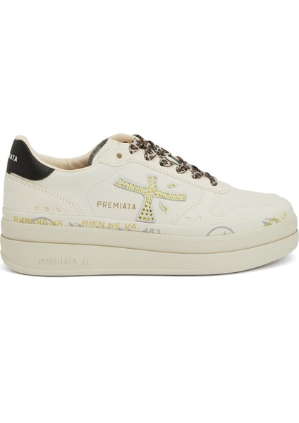 Micol Siyah Krem Kadın Deri Sneaker
