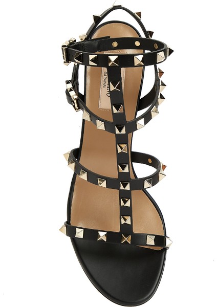 Rockstud Siyah Kadın Deri Sandalet
