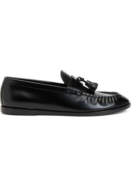 Siyah Kadın Deri Loafer