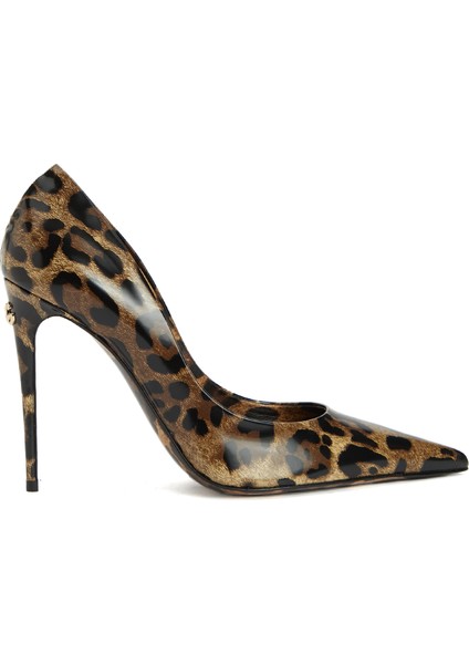 Leopar Desenli Deri Stiletto