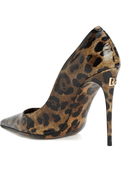 Leopar Desenli Deri Stiletto