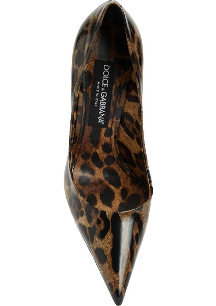 Leopar Desenli Deri Stiletto