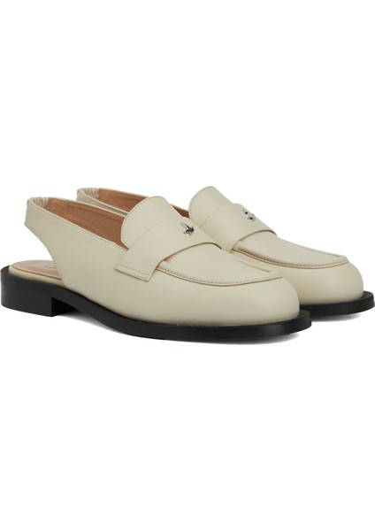 Ekru Kadın Deri Slingback Loafer fiyatları