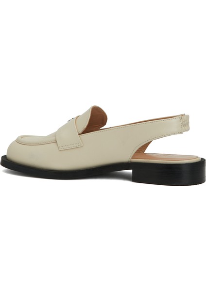 Ekru Kadın Deri Slingback Loafer modelleri