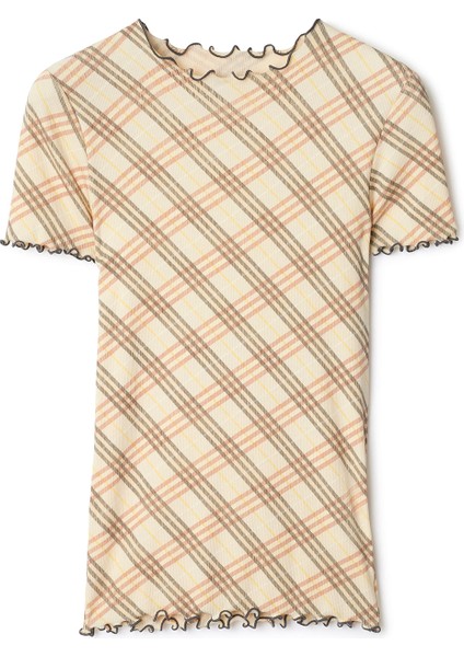 For Stretch Krem Rengi Pamuklu Kısa Kollu Kadın T-Shirt