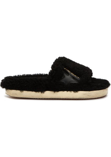 Poolstars Siyah Kadın Shearling Terlik
