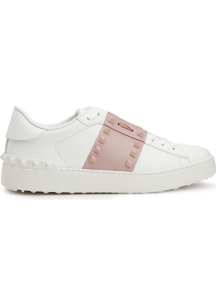Rockstud Pembe Beyaz Kadın Deri Sneaker