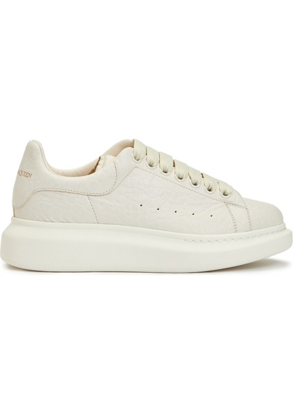 Oversized Kırık Beyaz Kadın Deri Sneaker