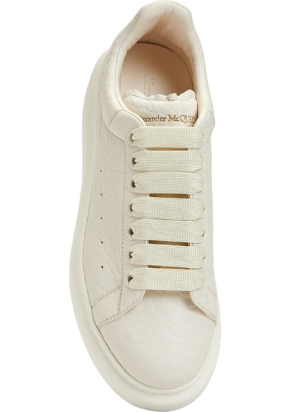 Oversized Kırık Beyaz Kadın Deri Sneaker fırsatları