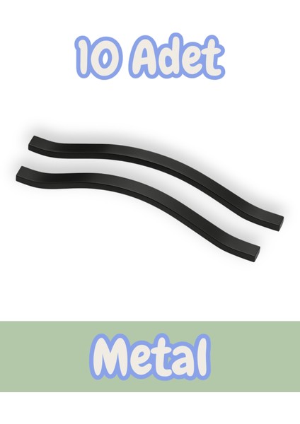 Idil Klas Alüminyum Metal Lüks Modern Mobilya Çekmece Mutfak Dolabı Kulpu Siyah 224MM (10 Adet)