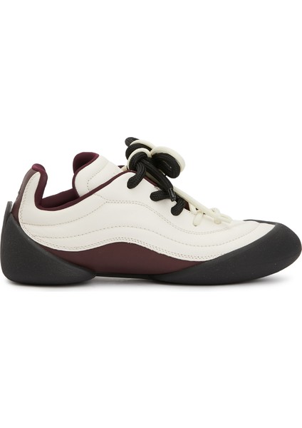 Beyaz Siyah Kadın Deri Sneaker