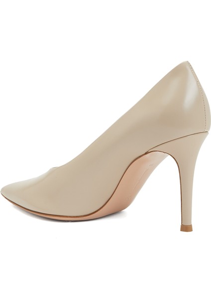 Açık Kahverengi Deri Stiletto
