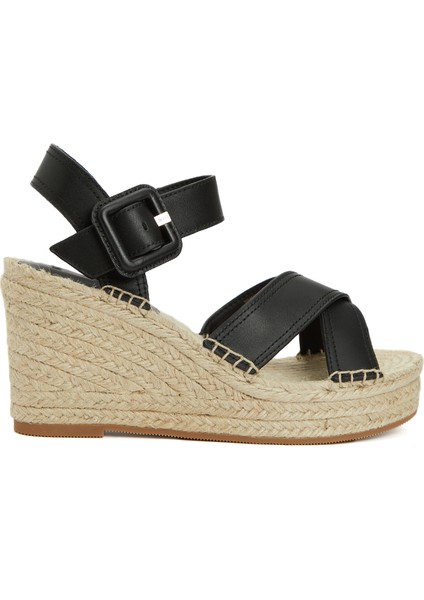 Siyah Jüt Detaylı Kadın Espadril