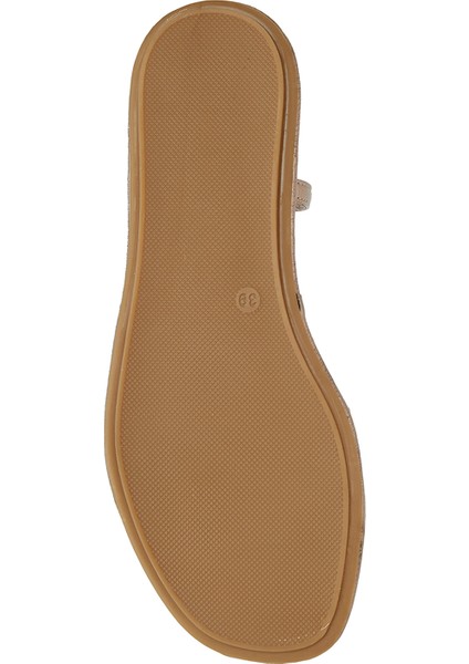 Bronz Kadın Deri Sandalet