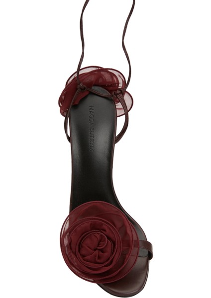 Flower Bordo Siyah Kadın Deri Sandalet fırsatları