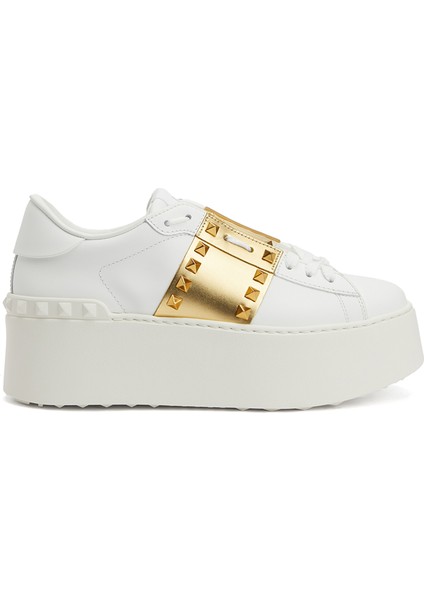 Rockstud Untitled Beyaz Gold Kadın Deri Sneaker