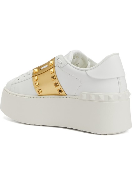 Rockstud Untitled Beyaz Gold Kadın Deri Sneaker modelleri