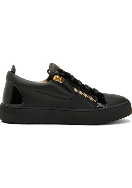 Siyah Logolu Kadın Deri Sneaker