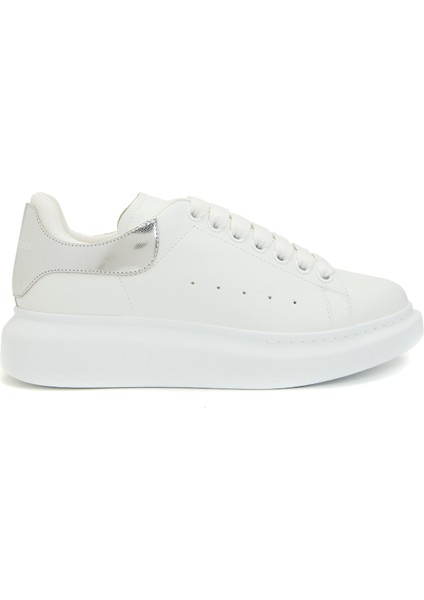 Oversized Beyaz Silver Kadın Deri Sneaker