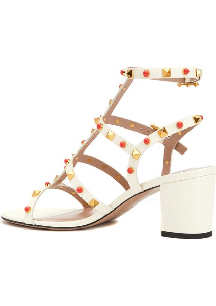 Rockstud Ekru Kadın Deri Sandalet
