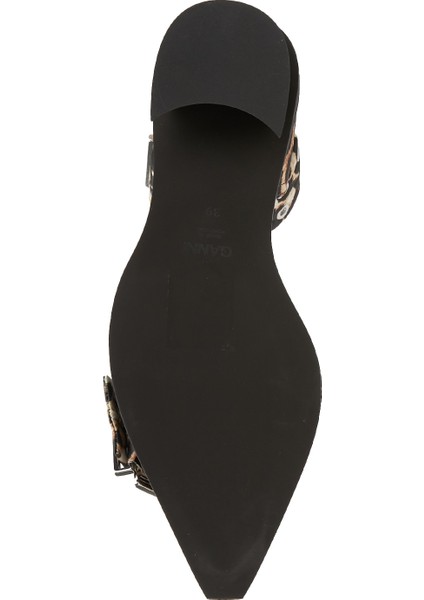 Feminine Buckle Leopar Topuklu Ayakkabı