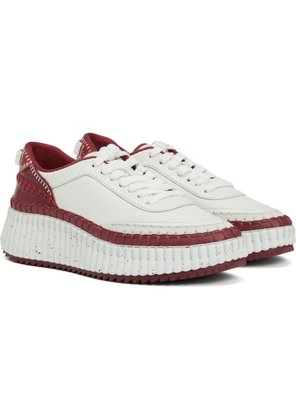 Nama Beyaz Bordo Kadın Deri Sneaker fiyatları