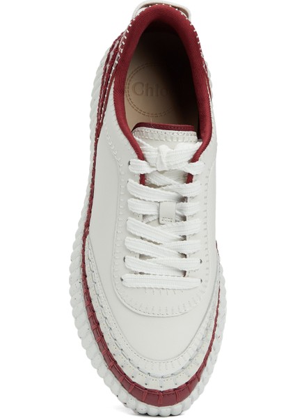 Nama Beyaz Bordo Kadın Deri Sneaker fırsatları
