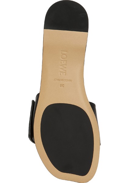 Pebble Siyah Kadın Deri Terlik
