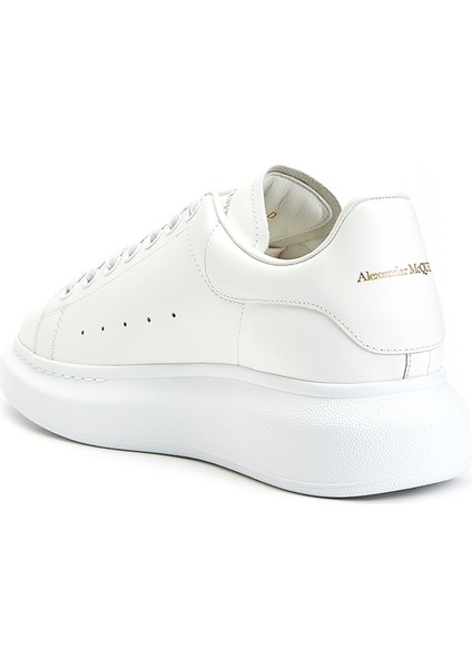 Oversized Beyaz Logolu Kadın Deri Sneaker modelleri