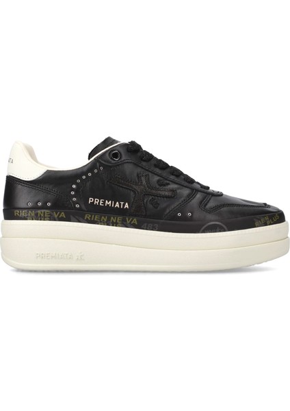 Micol Siyah Beyaz Kadın Deri Sneaker