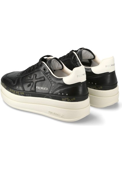 Micol Siyah Beyaz Kadın Deri Sneaker fırsatları