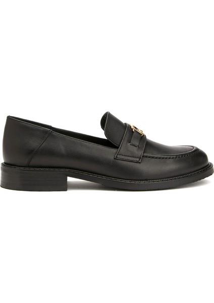 Siyah Kadın Deri Loafer
