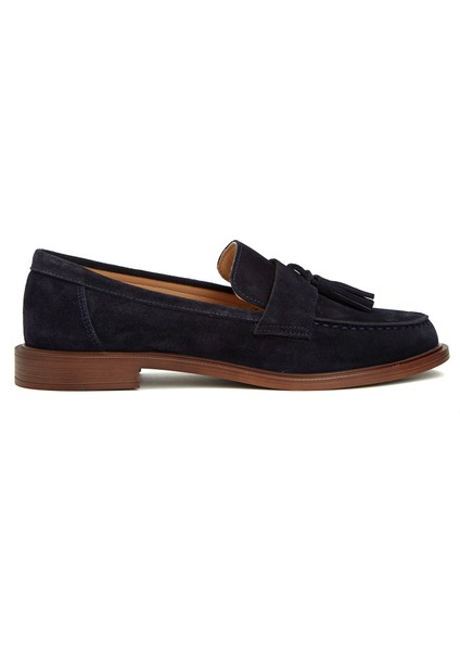 Lacivert Kadın Süet Loafer