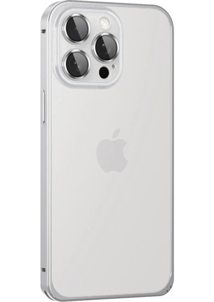 iPhone 15 Pro Max Metal Bumper Mat Kapak - Gümüş