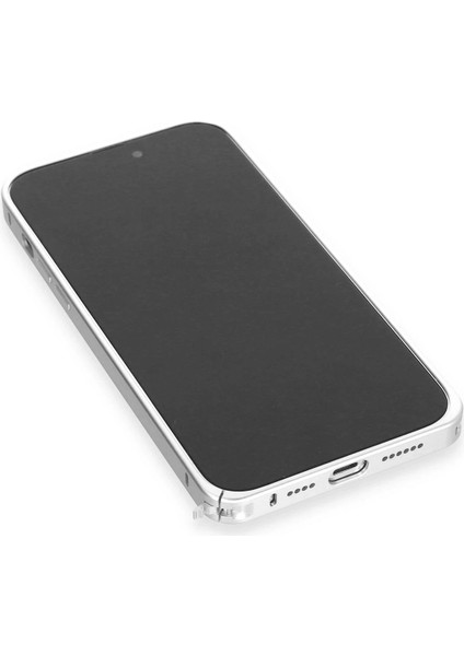 iPhone 15 Pro Max Metal Bumper Mat Kapak - Gümüş