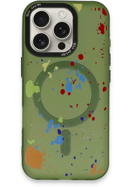 iPhone 16 Pro Colorful Magsafe Kapak - Koyu Yeşil