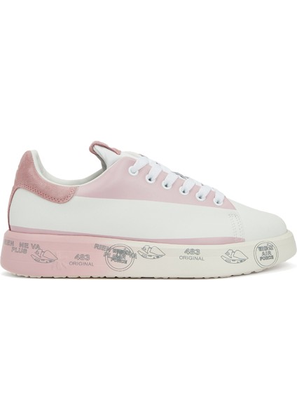 Belle Pembe Beyaz Kadın Deri Sneaker
