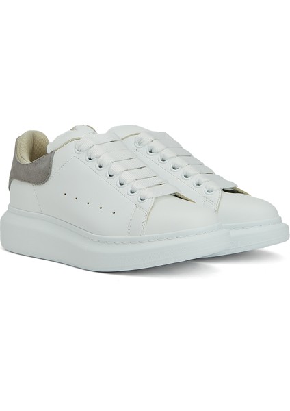 Oversized Beyaz Gri Kadın Deri Sneaker fiyatları
