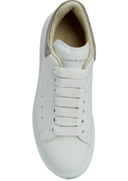 Oversized Beyaz Gri Kadın Deri Sneaker fırsatları