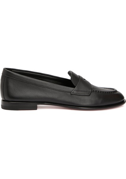Siyah Kadın Deri Loafer