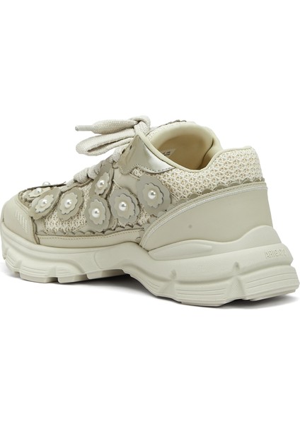 Marathon Flower Kırık Beyaz Kadın Deri Sneaker modelleri