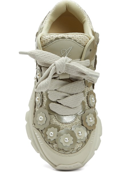 Marathon Flower Kırık Beyaz Kadın Deri Sneaker fırsatları
