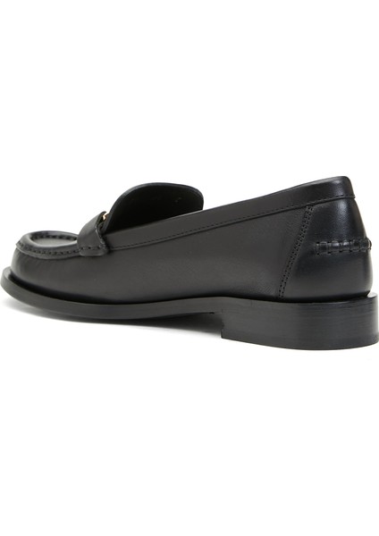 Siyah Kadın Deri Loafer