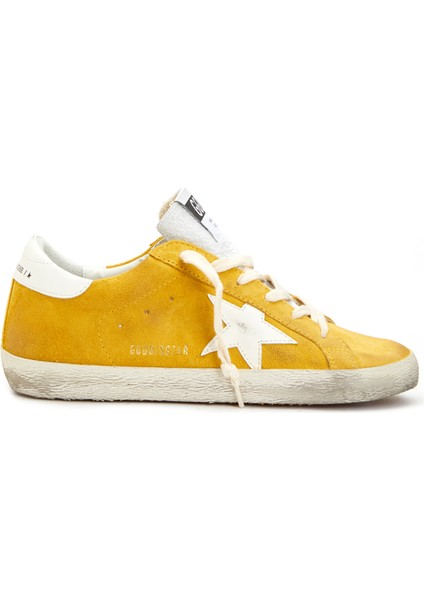 Sarı Eskitme Dokulu Kadın Deri Sneaker